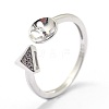 Anti-Tarnish Adjustable Rhodium Plated 925 Sterling Silver Cuff Finger Ring Components STER-I016-042P-4