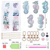 DIY 5D Sea Horse Diamond Painting Keychain Kit DIY-WH0161-59A-2
