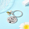 Teacher's Day Gift 201 Stainless Steel Flat Round with Word Keychains KEYC-FS0001-09-7