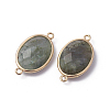 Golden Tone Brass Natural Labradorite Links connectors G-F339-A15-2