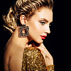 ANATTASOUL 4 Pairs 4 Colors Rhinestone Hollow Square Dangle Stud Earrings EJEW-AN0004-37-4