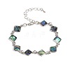 Rhombus Natural Abalone Shell/Paua Shell Link Bracelets for Women FS5984-15-1