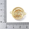 Rack Plating Brass Micro Pave Clear Cubic Zirconia Flat Round with Leopard Connector Charms KK-A234-061G-3