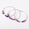 Gemstone Chip Bead Cuff Bracelets BJEW-JB01607-02-3