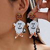 Halloween Alloy Enamel & Rhinestone Stud Dangle Earrings WGDC089-01-1