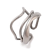 Non-Tarnish Wave 304 Stainless Steel Cuff Rings for Women RJEW-G322-08P-1