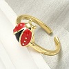 Brass Enamel Cuff Rings for Women RJEW-F196-02C-G-3