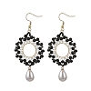 Brass Glass Beads Dangle Earrings EJEW-MZ00764-02-2