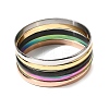 304 Stainless Steel Plain Bangles for Women Men BJEW-Z167-01M-03-5