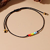 Pride Month Rainbow Glass Seed Bead Braided Bead Bracelets XU2800-2-3