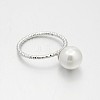 Brass Acrylic Pearl Finger Rings for Wedding Jewelry LS-RJEW-J061-P-2
