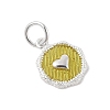 925 Sterling Silver Enamel Flat Round with Heart Charms with Jump Rings and 925 Stamp STER-D288-04S-01-2