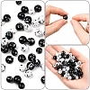 200Pcs 4 Styles Printed Opaque Acrylic Round Beads ACRP-YW0001-19-2