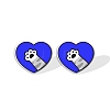 Acrylic Heart with Footprint Stud Earrings for Women PW-WGFA095-08-1