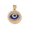 Lampwork Evil Eye Pendants with Clear Cubic Zirconia ZIRC-L102-11G-04-2