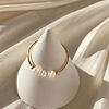 304 Stainless Steel with Natural Baroque Pearl Rondelle Beaded Finger Rings FS-WG39983-01-3