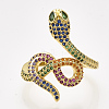 Brass Micro Pave Cubic Zirconia Cuff Rings RJEW-S044-048-2