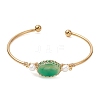 Wire Wrapped Natural Agate Cuff Bangles BJEW-TA00742-01-3
