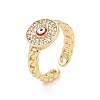 Real 18K Gold Plated Brass Micro Pave Cubic Zirconia Open Rings RJEW-J017-VC280-1