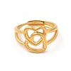 PVD Vacuum Plating 304 Stainless Steel Double Heart Adjustable Ring for Women RJEW-P081-02G-2