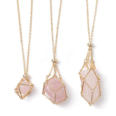 Brass Macrame Pouch Empty Stone Holder for Pendant Necklaces Making NJEW-JN04444-02-1