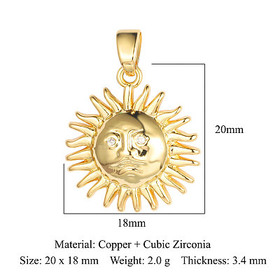 Brass Micro Pave Clear Cubic Zirconia Pendants ZIRC-OY001-17G-1