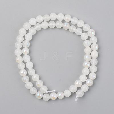 Electroplated Natural White Moonstone Beads Strands G-S369-012B-C-1