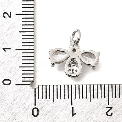 Bees Brass Micro Pave Cubic Zirconia Charms KK-S508-47P-1