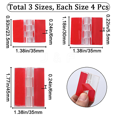 12Pcs 3 Styles Acrylic Self Adhesive Hinge FIND-GF0005-56-1