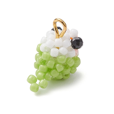 Glass Seed Beaded Bird Charms PALLOY-MZ00971-03-1
