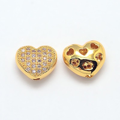 Brass Micro Pave Cubic Zirconia Hollow Beads ZIRC-N002-05M-1
