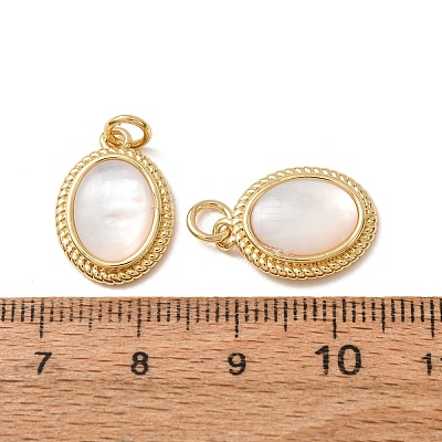 Brass & Natural White Shell Pendants SH-CBA2F11-19B-G-1