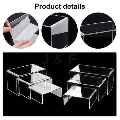 6Pcs 6 Sizes Opaque Acrylic Display Risers ODIS-WH0002-41-1