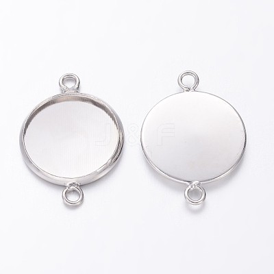 Platinum Plated Brass Bezel Connector Link Settings for Cameo Cabochons X-KK-B537-N-1