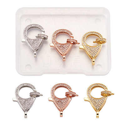 Brass Micro Pave Cubic Zirconia Lobster Claw Clasps ZIRC-TA0001-12-1