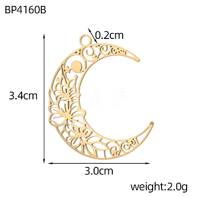 Hollow 304 Stainless Steel Pendants STAS-OY012-19G-1