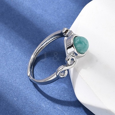 Natural Amazonite Finger Rings RJEW-A084-04P-08-1