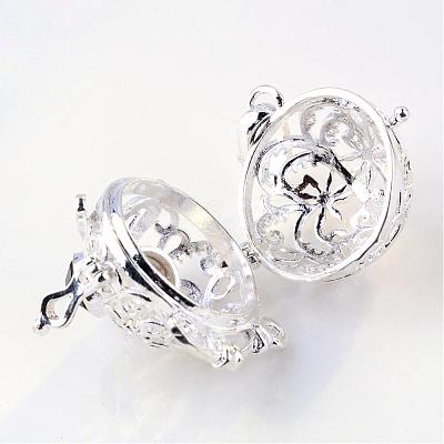 Rack Plating Brass Cage Pendants KK-S751-028S-1