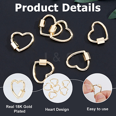 6Pcs Brass Screw Carabiner Lock Charms KK-HS0001-38-1