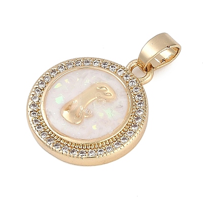 Brass Micro Pave Cubic Zirconia Pendants KK-Q005-05G-1