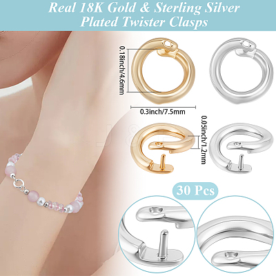 30Pcs 2 Colors Brass Snap Clasps KK-BBC0021-51-1