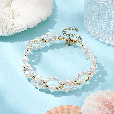 Shell Pearl Beaded Bracelets X1-BJEW-TA00454-1