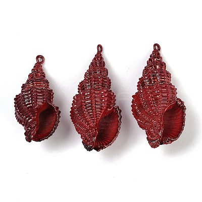 Spray Painted Natural Spiral Shell Pendants SHEL-K006-50B-1