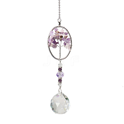 K9 Crystal Glass Big Pendant Decorations HJEW-PW0001-013D-1