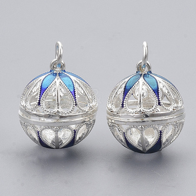 Rack Plating Brass Cage Pendants KK-T053-03S-1