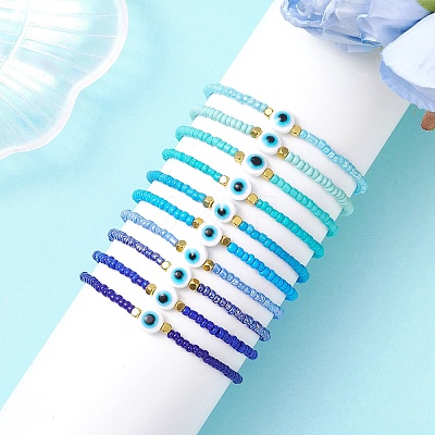 10Pcs Glass Seed Beads Stretch Bracelets for Women BJEW-MZ00242-1