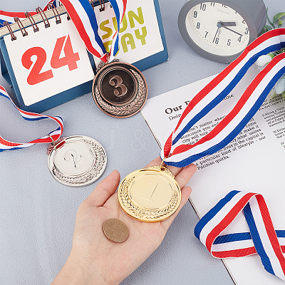 6Pcs 3 Colors Zinc Alloy Medals NJEW-GL0001-01-1