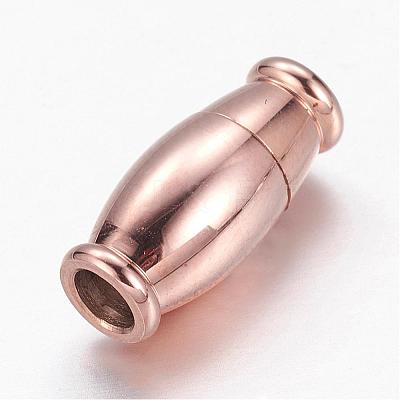 Barrel 304 Stainless Steel Magnetic Clasps with Glue-in Ends STAS-I045-15M-1