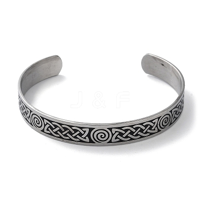 304 Stainless Steel Cuff Bangles BJEW-P307-02A-P-1