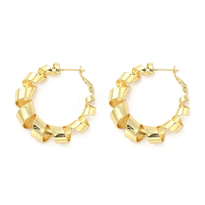 Brass Wrapped Hoop Earrings EJEW-M260-05G-1